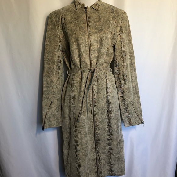 Lucid, Ltd. Leather Reptile Trench Coat - Picture 2 of 16